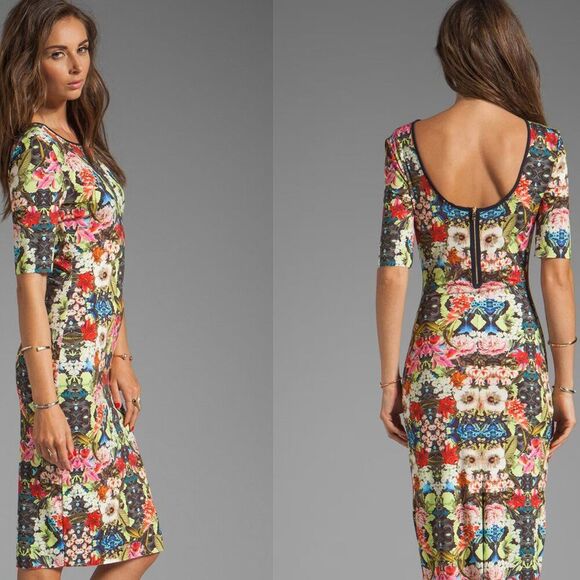 NEW Sam Lavi Nola Bodycon Dress XS Floral Print Midi Sexy Midi Coquette Boho - Picture 1 of 12